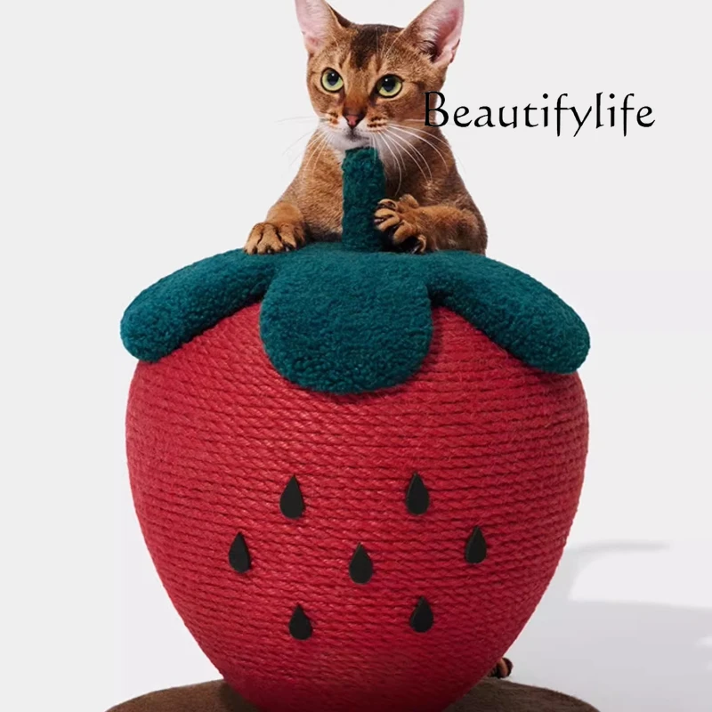 

Strawberry Cat Scratching Ball Board Wear-resistant No Chips Hemp Rope Cat Climbing Frame Integrated Vertical Supplies