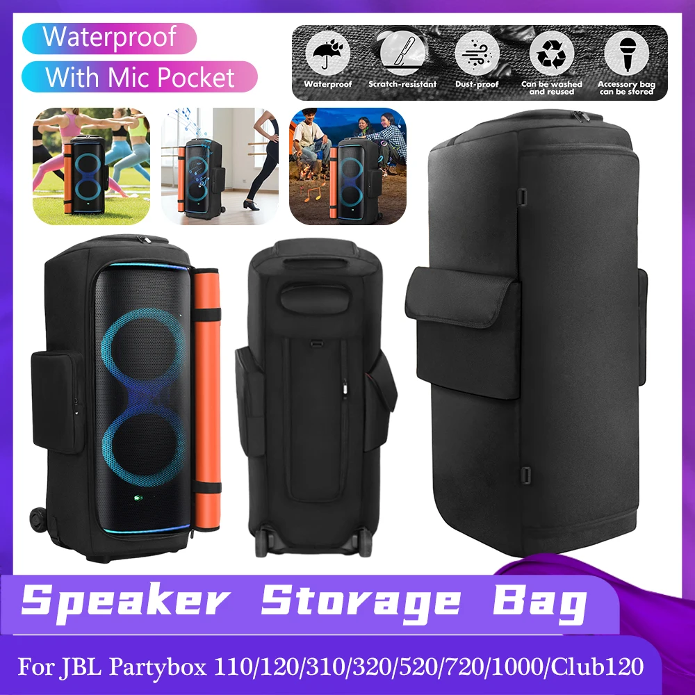 

For JBL Party Box 720 Accessories Portable Speaker Dust Cover Mic Pocket Double-Sided Speaker Storage Bag Waterproof Dust Case