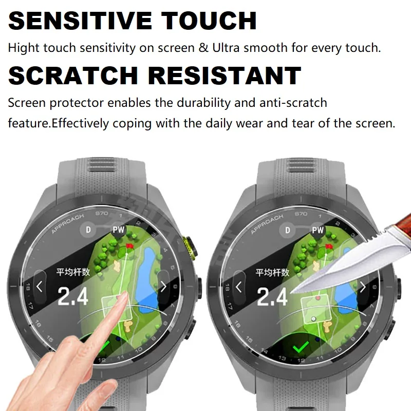 5 Stück Displayschutzfolie für Garmin Approach S70 47 mm/Approach S70 42 mm Smart Watch, gehärtetes Glas, kratzfeste Schutzfolie