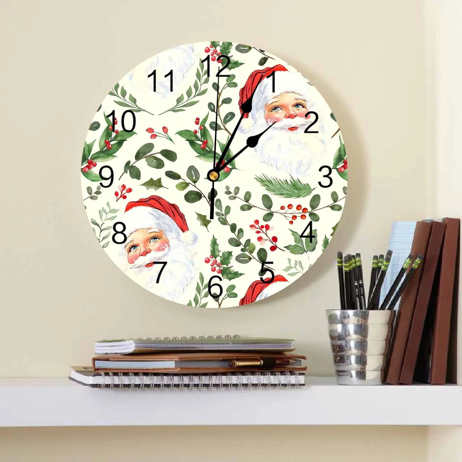 Christmas Santa Jam Wall Clock Large Modern Kitchen Dinning Round Wall Clocks Watches Living Room