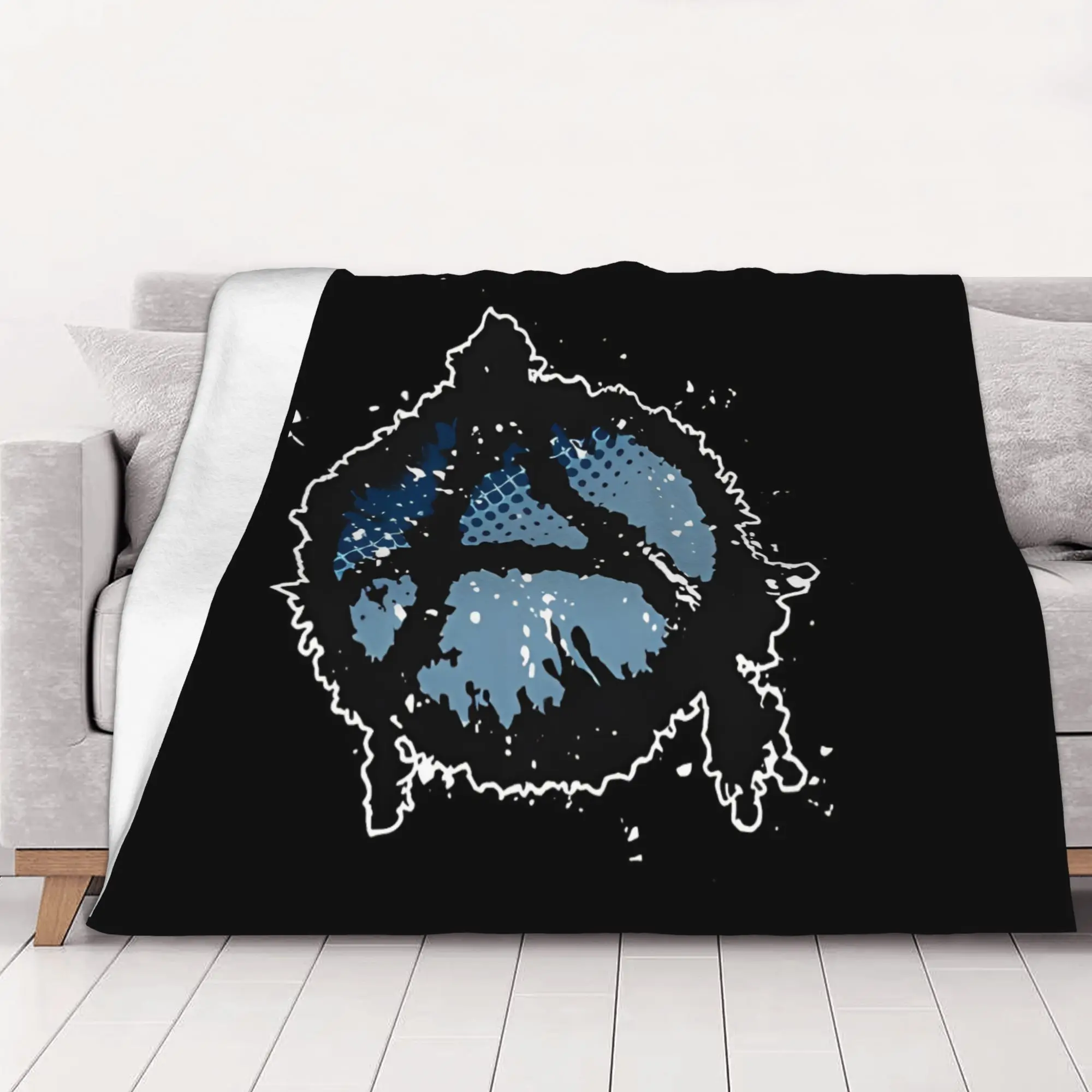 1PC home Cute Room Decor Anarchy Symbol In Dark Blue Blanket Throw Blanket Anarchy Novelty Warm Blanket All Season