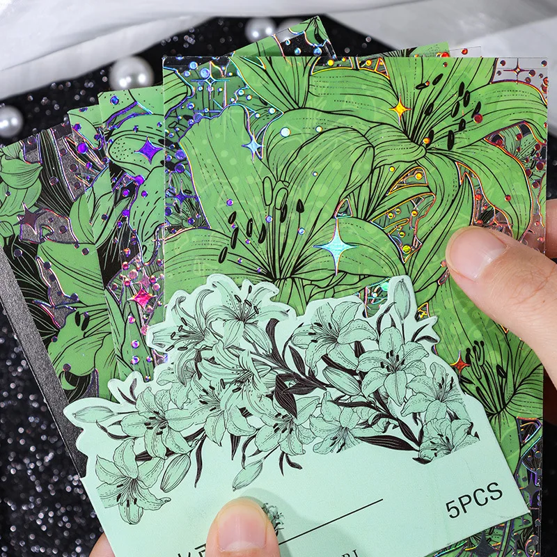 

5 Sheets Large size Bronzing Flowers Background Stickers handmad Decorative Diary Album Scrapbooking material