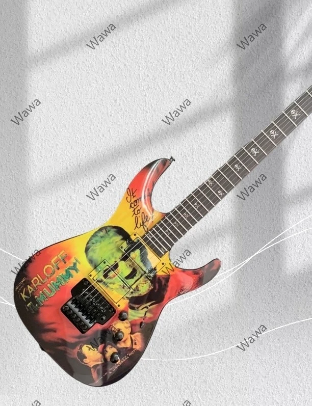 2026 Ledux Solid Body Guitar Rounded fret Edge HH Pickups Skull Inlays Guitar