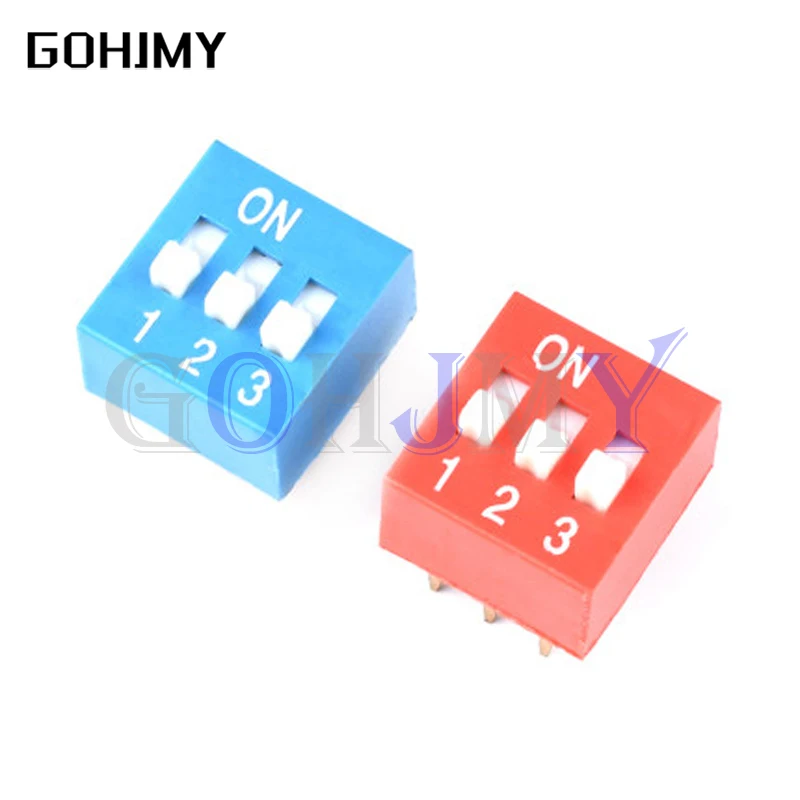 10PCS Slide Type Switch Module 1 ~ 12 Bit 2.54mm Position Way DIP Blue Pitch Toggle Switch Blue Snap Switch For PCB 8PIN 6PIN