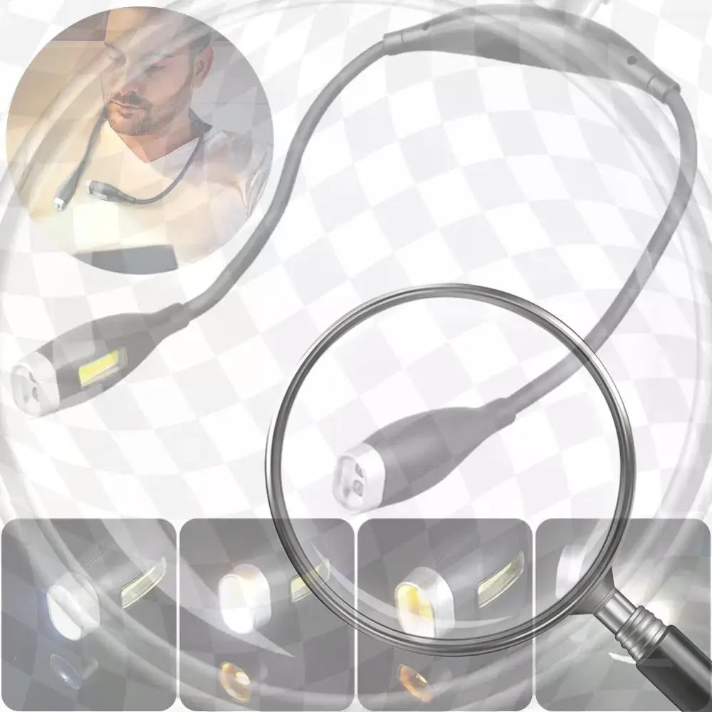 

LED Neck Reading Light Bendable Arms LED Night Light Flexible Flashlight Rechargeable for Night Running Walking Knitting Camping