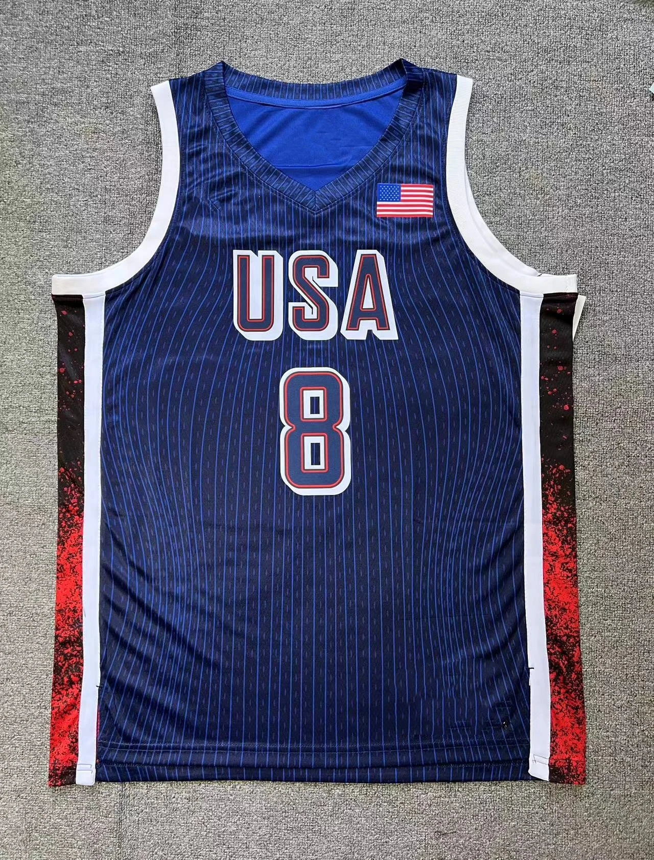 جديد وصول 2024 باريس فريق الولايات المتحدة الأمريكية الأزرق شريط 4 كاري 5 إدواردز 6 جيمس كرة السلة جيرسي الشارع بلا أكمام تي شيرت رياضي القمم #6