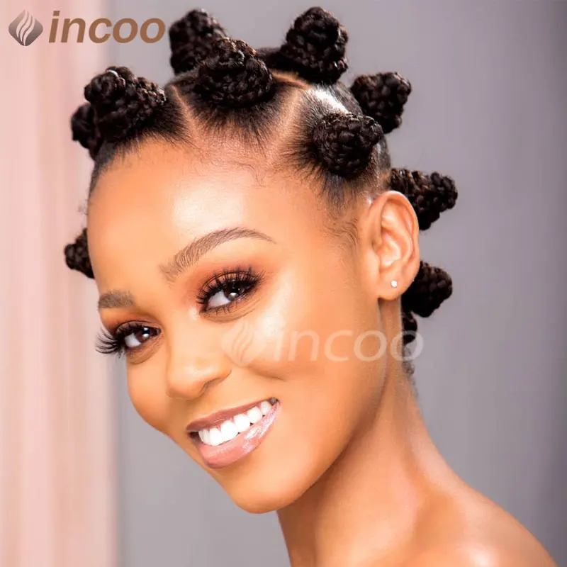 Bantu Knots Braided Wig Knotless Synthetic Heat Resistant Cornrow Braided Wigs For Black Women Full Lace Box Jumbo Braids Wig