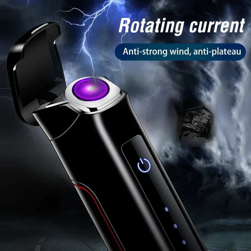 New Rotating Plasma Arc Lighter Smart Touch Interchangeable Battery USB Electronic Lighter Rechargeable Windproof Gifts For Man