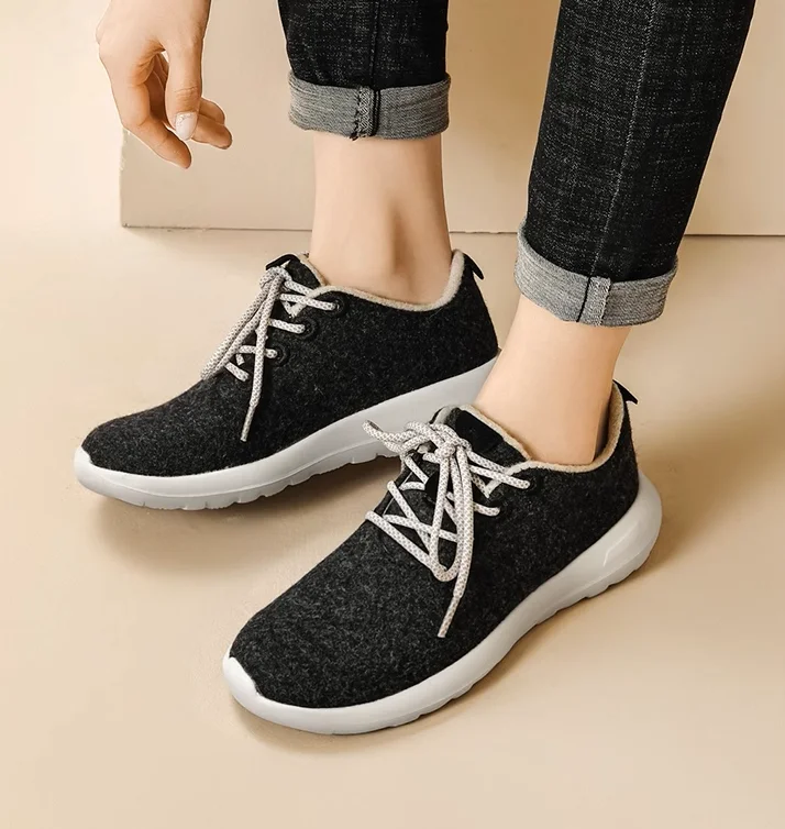 Maggie's Walker Men's Fashion Wool Casual Shoes Lacing Wool Casual Walking Shoes  Breathable Platform Shoes Size 40~44