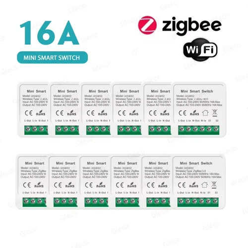 16A Wifi /Zigbee 3,0 Mini interruptor inteligente DIY Control de vía interruptor de automatización de relé de hogar inteligente funciona con Alexa Google Home