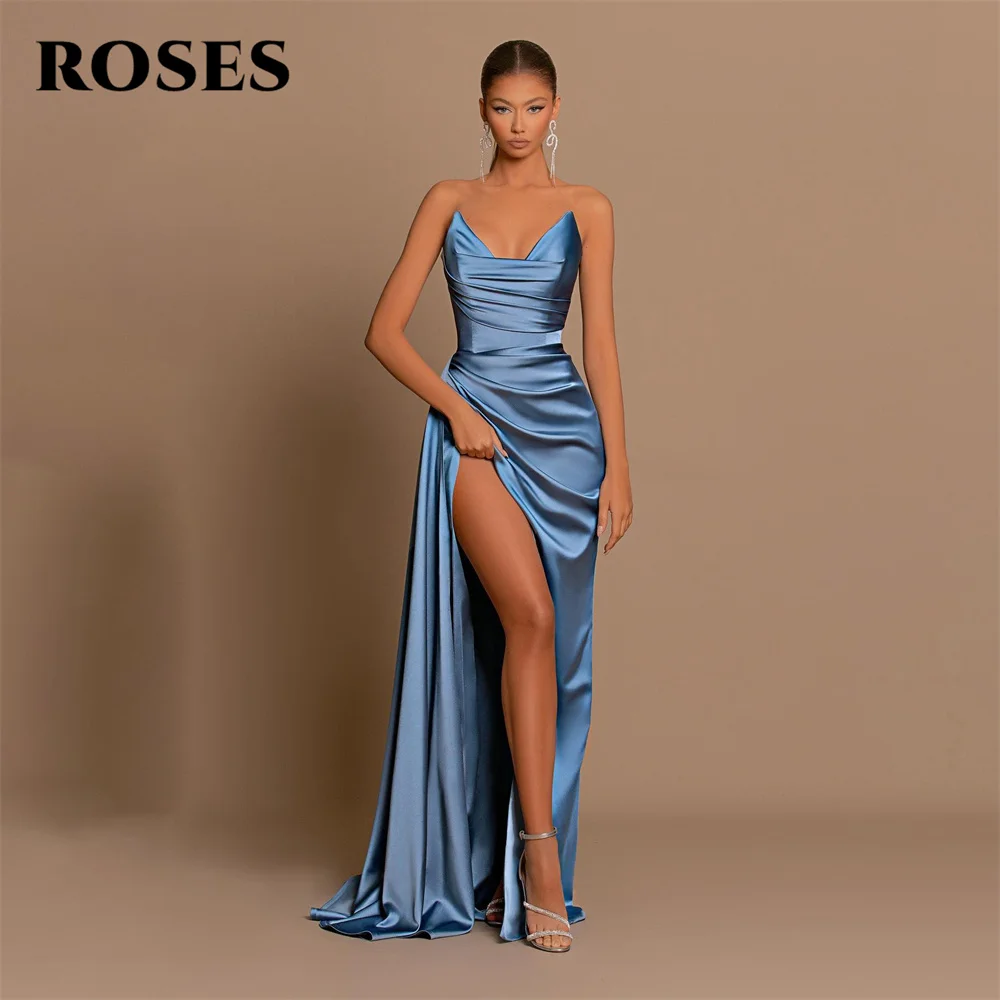 

ROSES Side Split Formal Dresses Sweetheart Sleeveless Party Dress For Wedding Stain Mermaid Special Occasion Dresses robe soirée