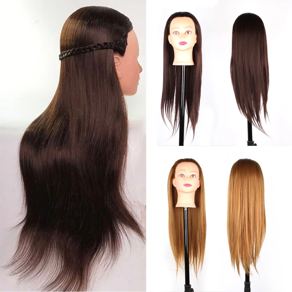 Mannequin Head Model with Long Synthetic Hair Manikin Head Styling Hairdresser Training Head Doll Head for Braiding Practice