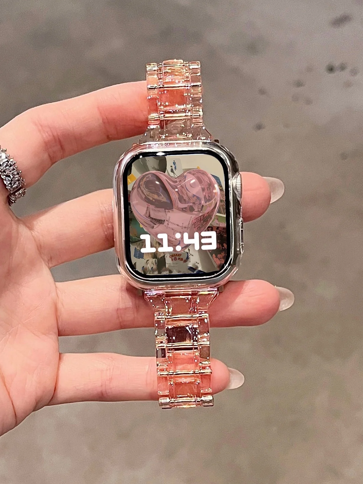 Transparentes Armband für Apple Watch 44mm 45 46 49 38 40 41 42mm Buntes Armband für iWatch Series 12 11 10 9 8 7 6 5 4 SE – Detail 40