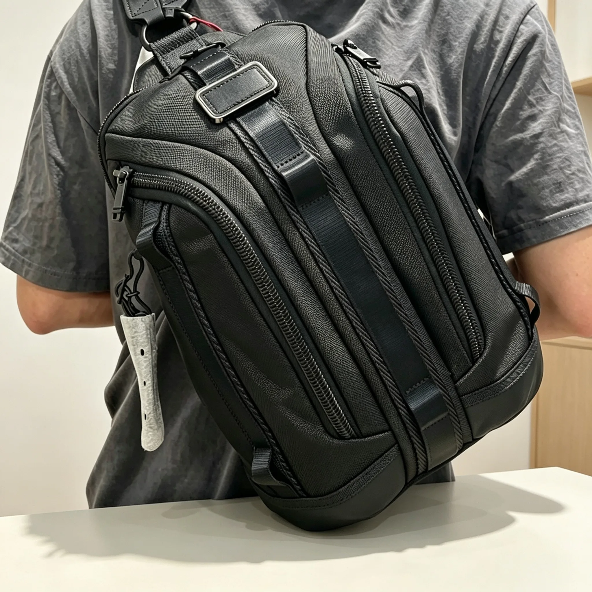 Men's Nylon Fashion Crossbody Bag, Business Versatile Chest Pack, Convertible Backpack