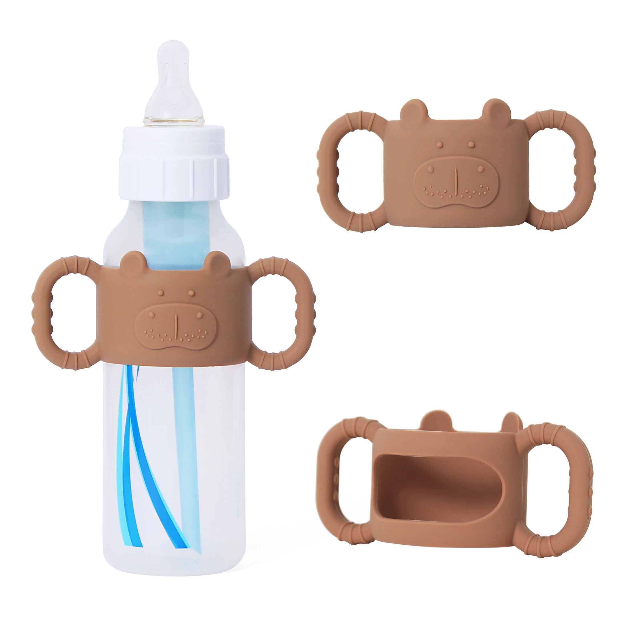 1 Universal Baby Bottle Handle, Cute Hippo Silicone Bottle Handle, Narrow Straw Easy To Grip Baby Bottle Holder, Baby Party Gift