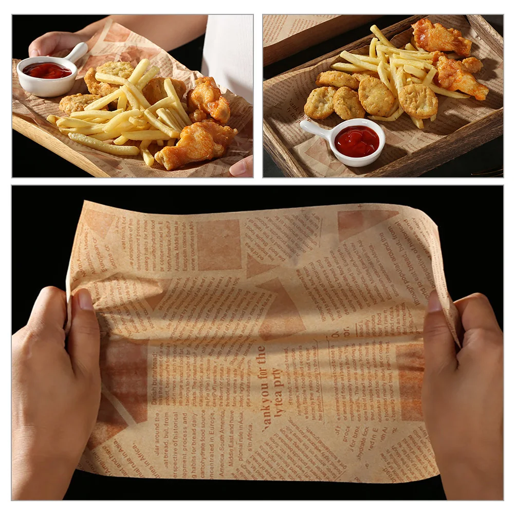 

100 Sheets Greaseproof Paper Multipurpose Use for Sandwiches Hamburgers Pastries French Fries Wrapping Sandwich Wrapping Paper