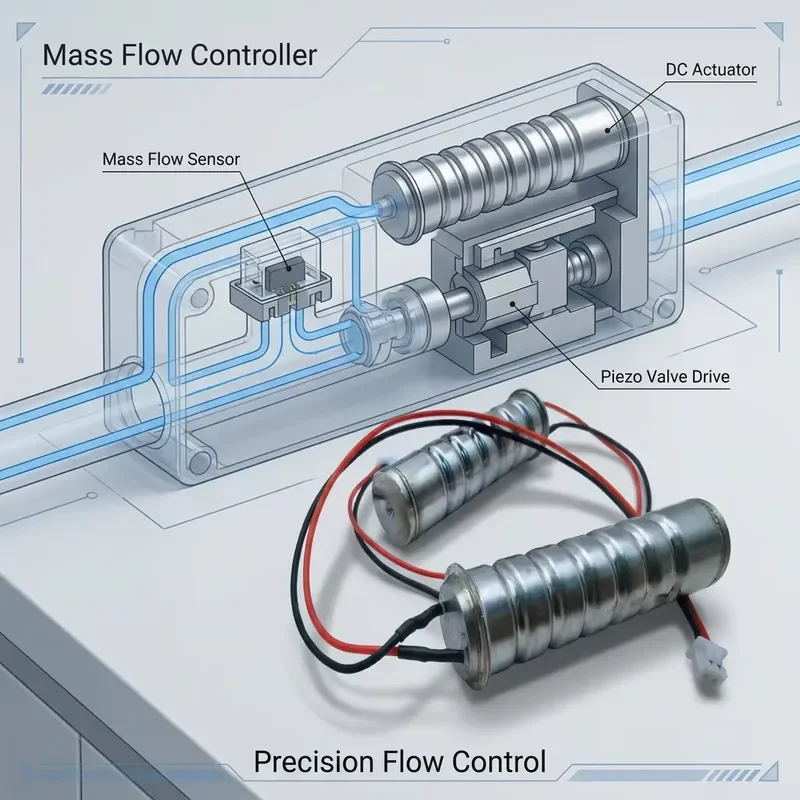 Sealed Piezo Actuator Metal Bellows 50μm Stroke 800N IP68 for Mass Flow Controller and Valve Driving