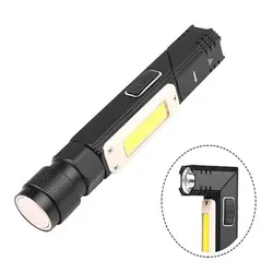 Multifunctional LED Flashlight Portable Folding COB Inspection Lights 90° Rotating Headlight Magnet Working Light USB Charging