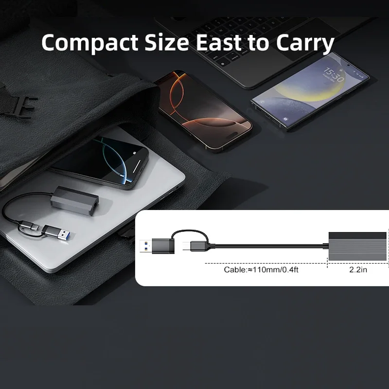 2.5G Ethernet Adapter 2500Mbps USB 3.0 & Type C to Rj45 Network Card for Laptop PC NAS Server Windows Mac OS Internet