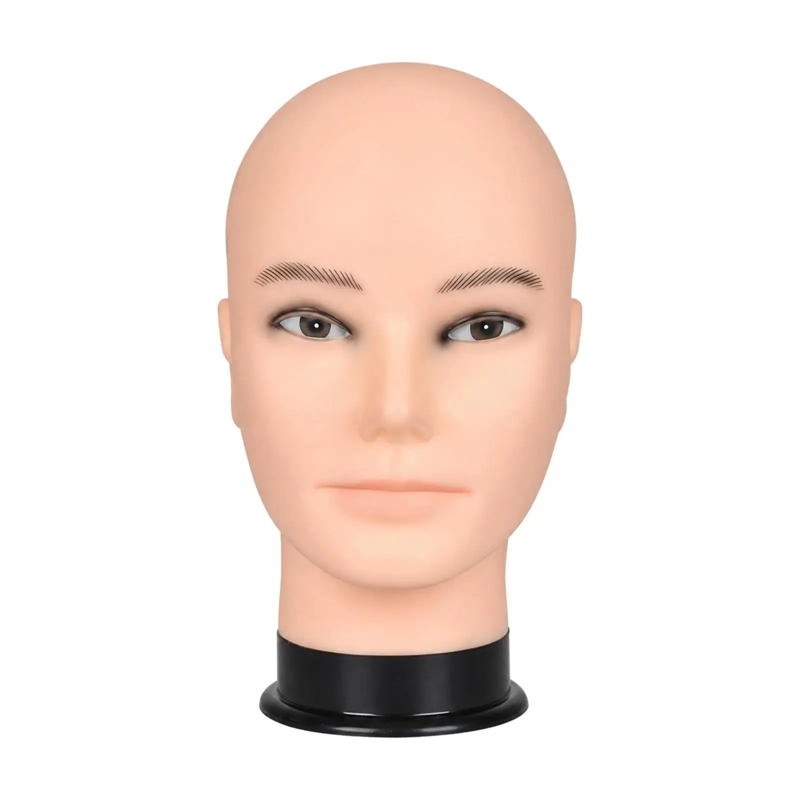 PVC Man Head Display Stand Realistic Male Mannequin Head for Wig Hair Styling Practice with Stable Round Base Holder