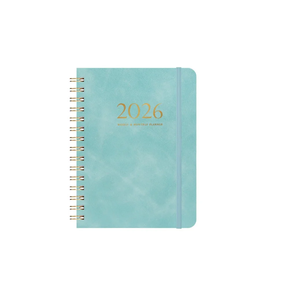 A5 2026 Weekly Monthly Planner PU Leather Cover Calendar Daily Planner Notepad Self-fill with Strap Daily Notebook Activities
