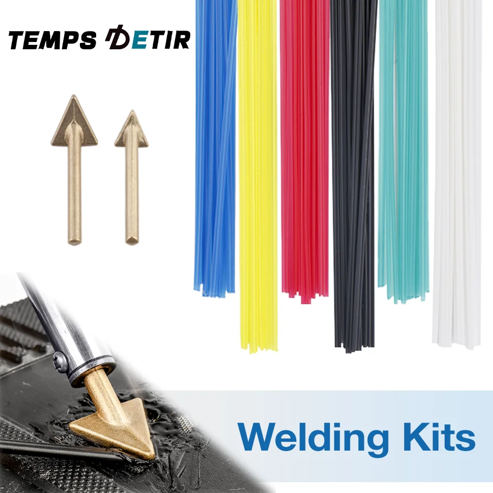 Welding Supplies 60Pcs Plastic Welding Rods & 2Pcs Welder Soldering Replacement Tips for Car Bumper Repair Plastic Welding