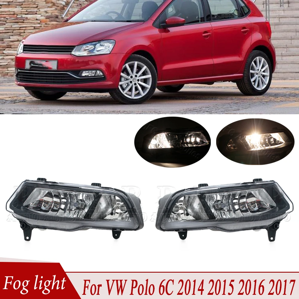 Front Bumper Fog Light Car Light Fog Lamp Assembly 6C0941661D 6C0941662D For VW Polo 6C Hatchback 2014 2015 2016 2017 2018