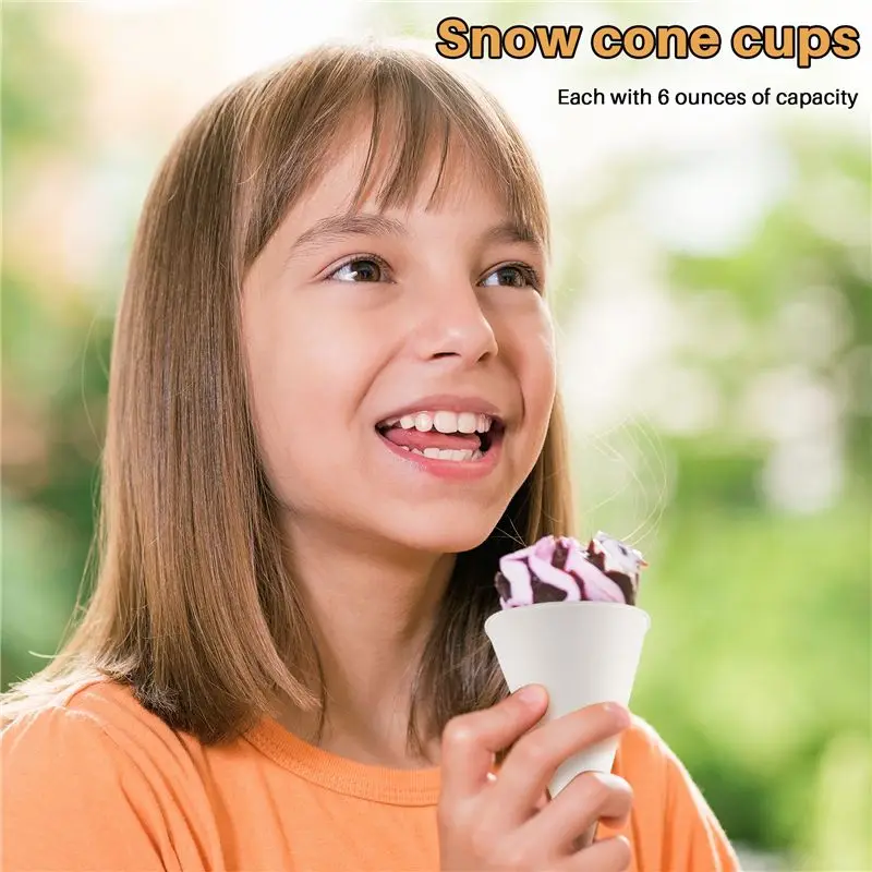 White Paper Cone Cups, Snow Cone Cups,Coated Leakproof Cone Paper Cups For Slush, Shaved Ice, Water 200Pcs Highly Recommended