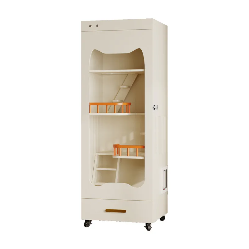 

Бытовая вилла для кошек, домашний кошачий туалет с туалетом, встроенный нескользящий кот, роскошная высококачественная система свежего воздуха из массива дерева