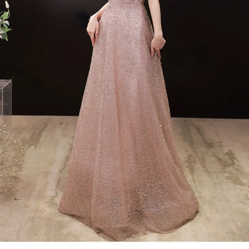 Customized Temperament Halter Strapless Heavy Sequin Evening Dresses Front Chic Design Bow Tassel Celebrity Dress Slim Waist Str