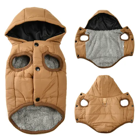 Manteau polaire chaud pour chien, sweat à capuche pour petits et moyens chiens, vêtements d'hiver pour chiots, veste avec anneau en D, Costume Parka épais et confortable pour carlin teckel