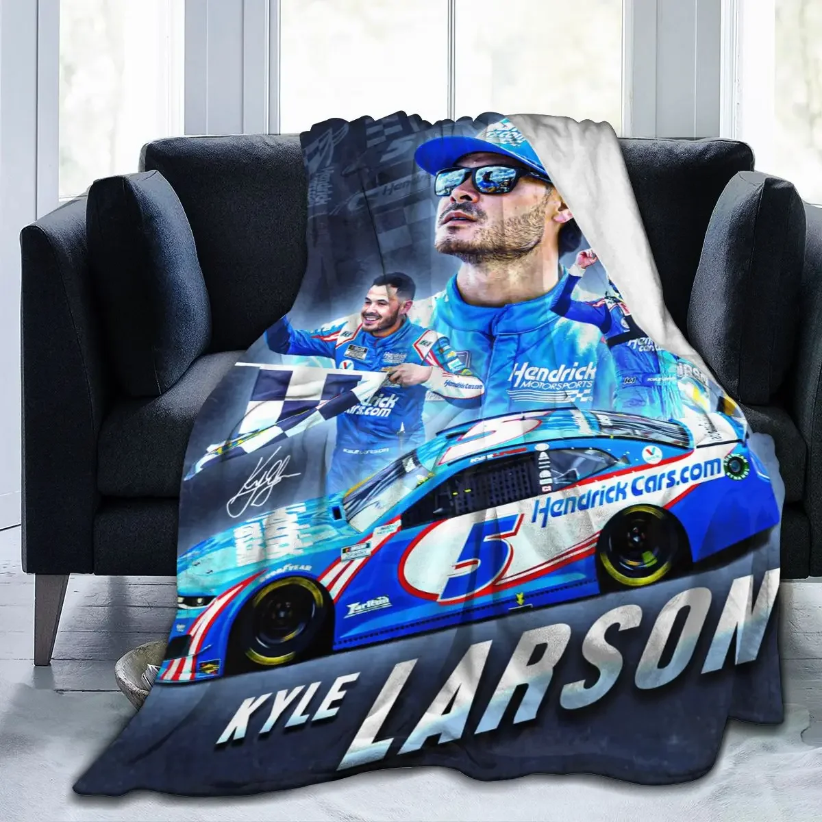 Kyle Larson 5 All Season Fleece Blanket Throw Ultra Soft Flannel Blanket Digital Printed Premium Fluffy Microfiber Fleece