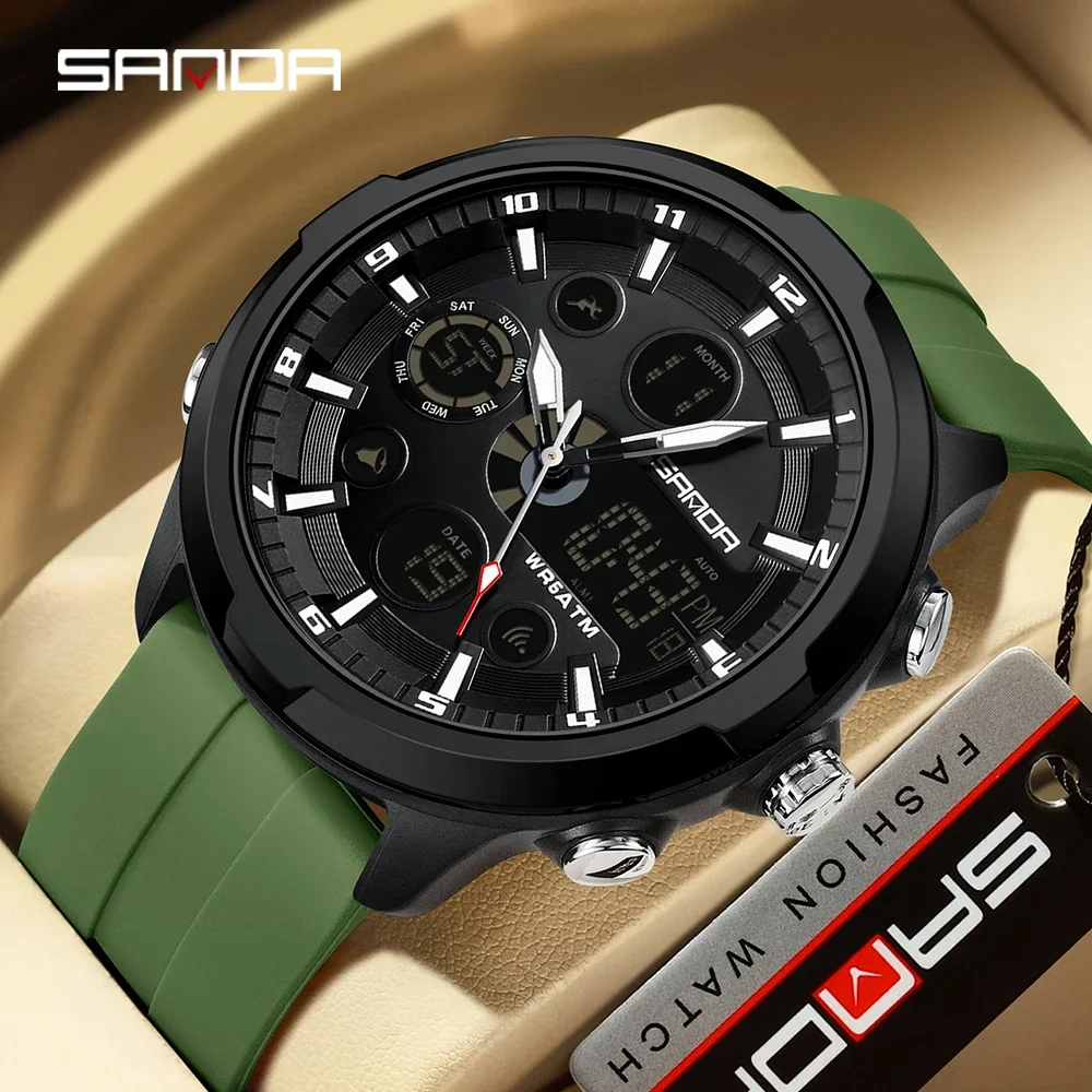 

SANDA Top Brand G Style Men Watches 50M Waterproof Sports Military Quartz Watch For Male Double Display Digital Wristwatch Clock