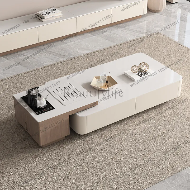 

All solid wood cream wind rock board coffee table household small apartment tea table