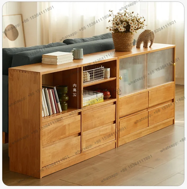 PG Solid wood bookcase, low cabinet, floor-standing bookshelf, combination cabinet, dust-proof living room, low cabinet, TV ca