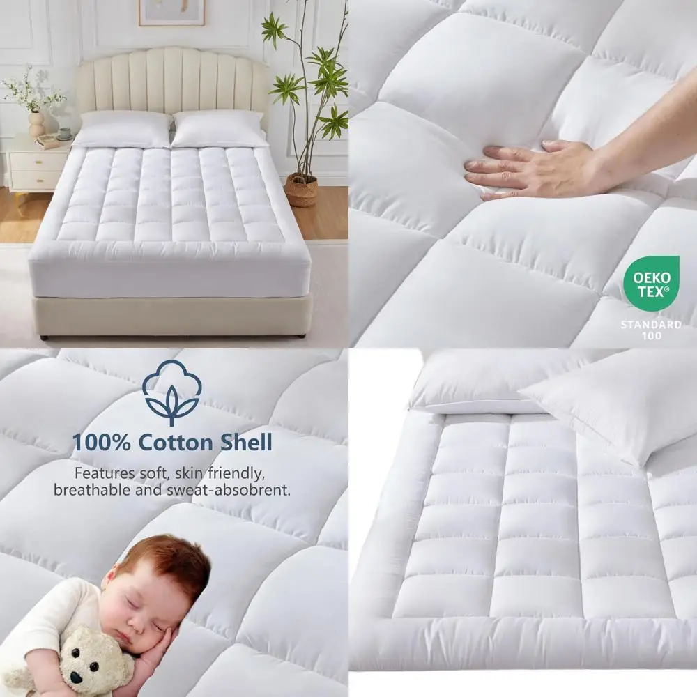 

Охлаждающий наматрасник с хлопковой подушкой, глубокий карман 8-21, стеганая защита 450 GSM, белый 78x80