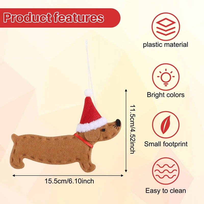 4Pcs Christmas Ornaments Xmas Gift Dachshund Christmas Tree Decoration Doll Pendant Hang Decorations For Home