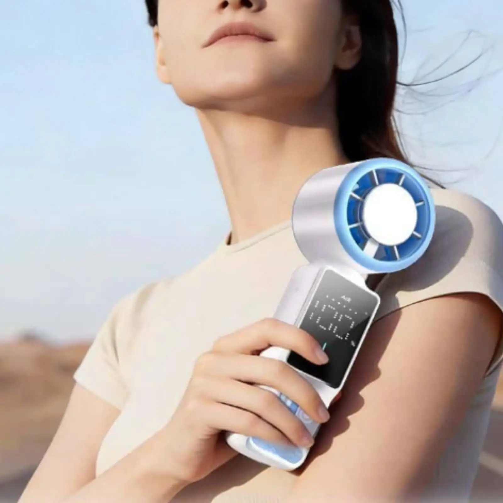 Portable Fan with Lanyard Handheld Folding Personal Fan Foldable for Tourists, Commuters, Travel, Commuting, Desk
