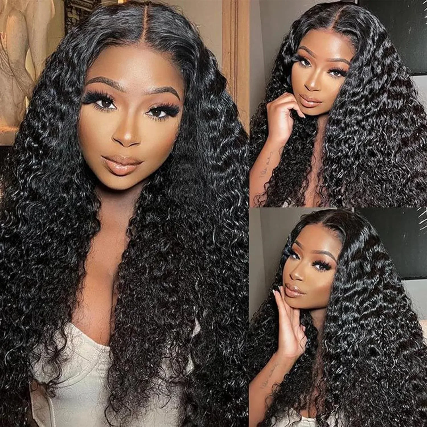 Natural colored Deep human hair 18-52inches 5x5 13x4 360 Lace front wig HD human hair