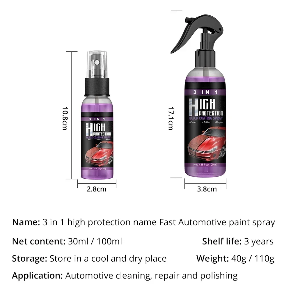 3+1 Function High Protection Fast Car Paint Spray Automatic H Color Change Cleaning Coating 30ml 100ml Care Wash Polish Lasting