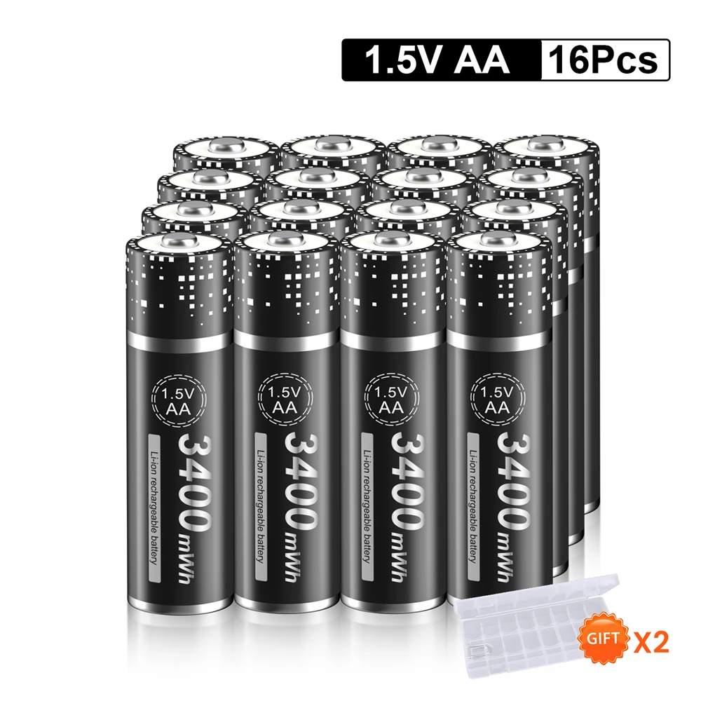 

PALO 1.5V AA Rechargeable Battery 3400mWh 1.5V AA R6 Li-ion Rechargeable battery AA Lithium Batteries for Remote Control Toys