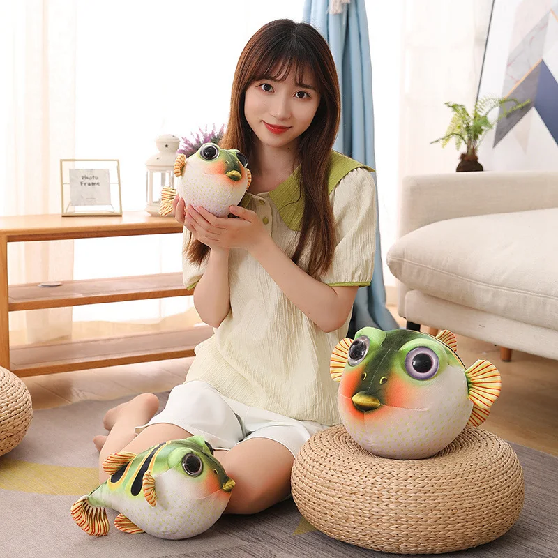 26/33/43CM Real Life Puffer Fish Plush Toys Stuffed Soft Simulation Dolls Kawaii Puffers Pillow Girls Birthday Christmas Gift