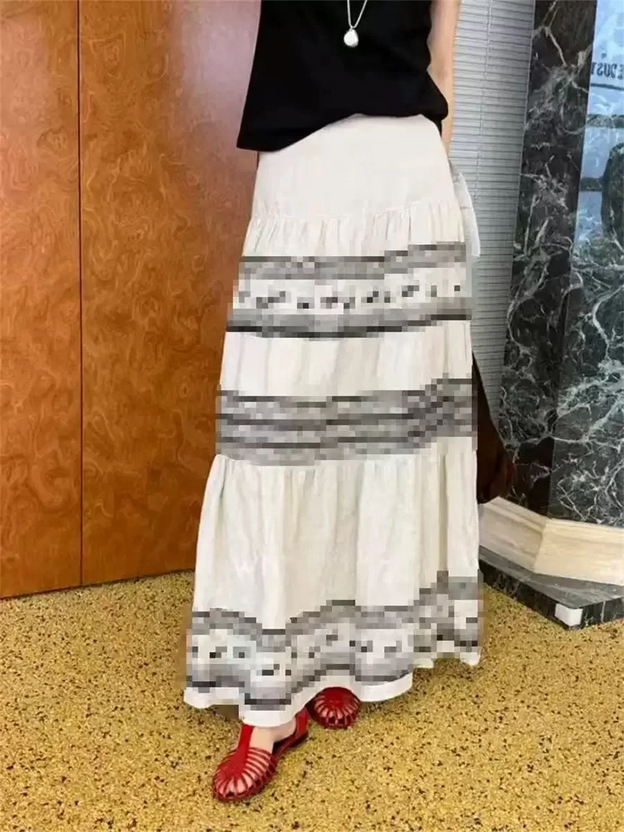 

Утягивающая юбка-миди трапециевидной формы с высокой талией и принтом Antelope Totem, длинная юбка из полиэфирного волокна со сборками