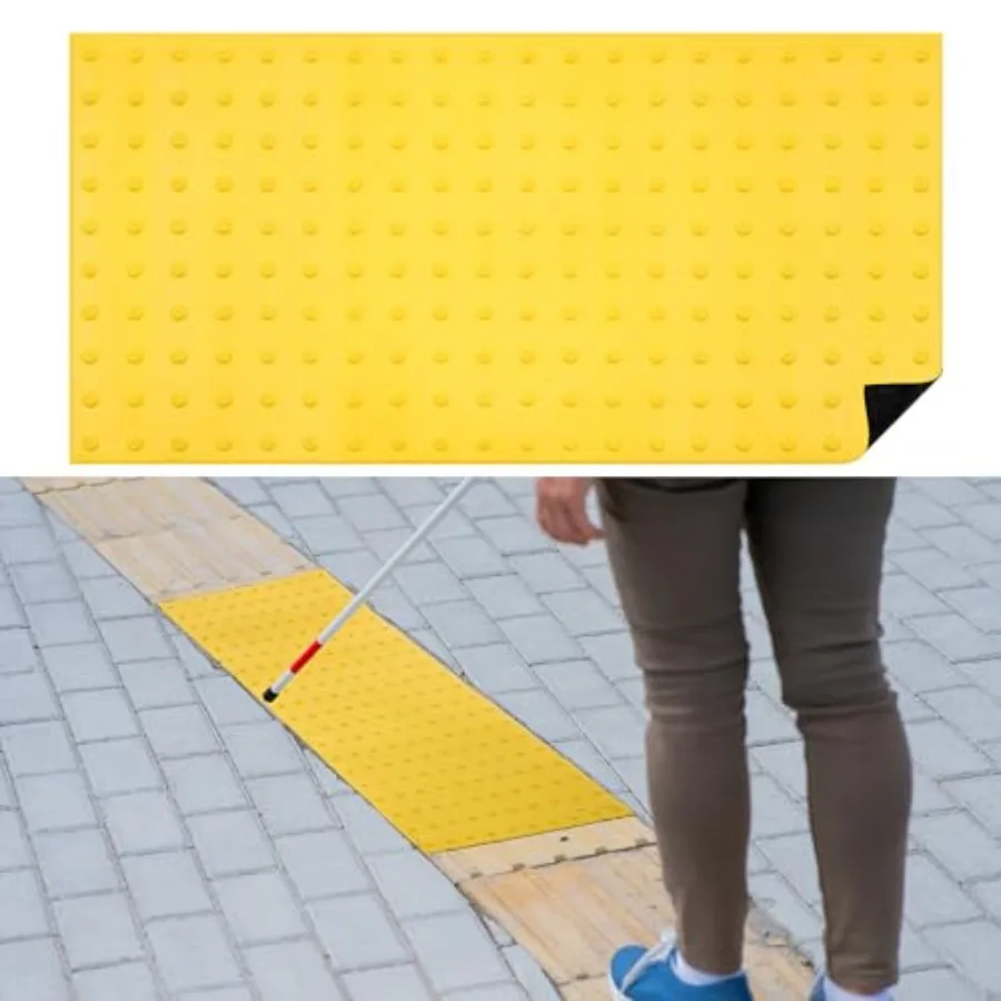 

Tactile Warning Pad Anti-Slip ADA Warning Pads 2x3 ft Vibrant Yellow PVC Strip Stick Adhesive Backing for Outdoor Steps Ramps T