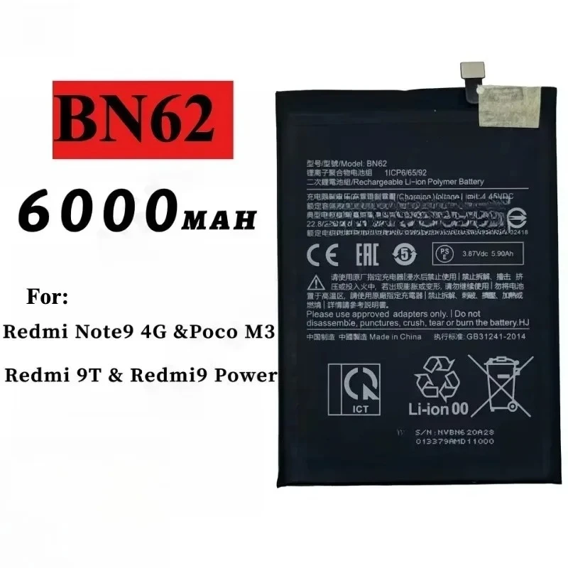 Batería de repuesto BN46 BM4J BN62 BN53 BN5A BM57 BM5T(A) para Xiaomi Redmi Hongmi Note 8 9 10 Pro 8Pro 9Pro 10Pro 3