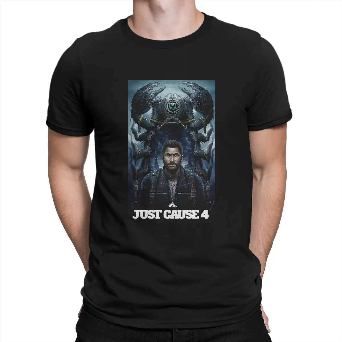 Shooting Game T-Shirts for Men Just Cause Vintage Cotton Tees Round Collar Short Sleeve T Shirts Birthday Gift Clothing