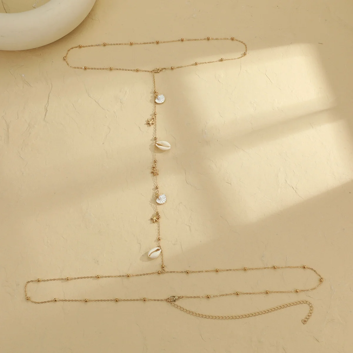 Sommerlicher Muschel-Seestern-Anhänger-Choker mit Taillenkette für Damen – Böhmischer Strandurlaub Seestern Party Körperschmuck – Detail 13