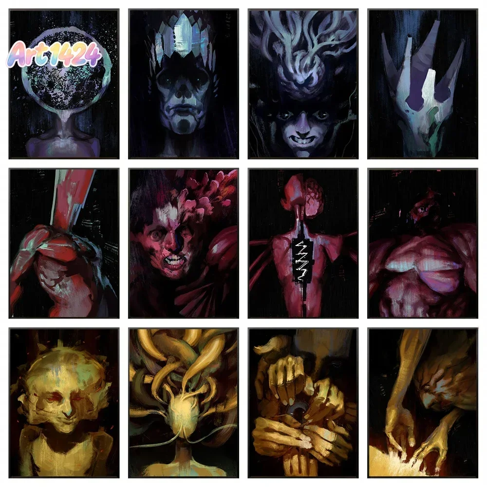 Abstract Elements Explore Gloomy Dark Fantasy Surrealist Artwork Poster Canvas Paintings Wall Art Pictures Home Decor