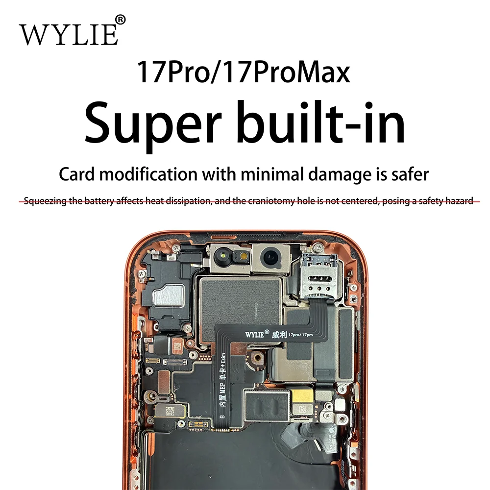 US Version E-SIM to SIM Card Flex Cable + E-SIM for iPhone 17Pro 17 Pro Max Built-in MEP Integration Solution Support SIMHUB IC