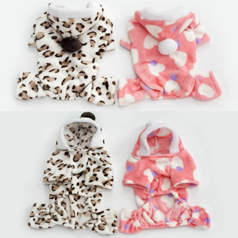 

Dog Clothes for Dogs Pet Sweater Winter Leopard Print French Bulldog Soft Coat Medium Dog Clothes Fur Hoodies